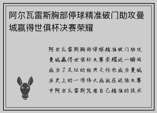 阿尔瓦雷斯胸部停球精准破门助攻曼城赢得世俱杯决赛荣耀
